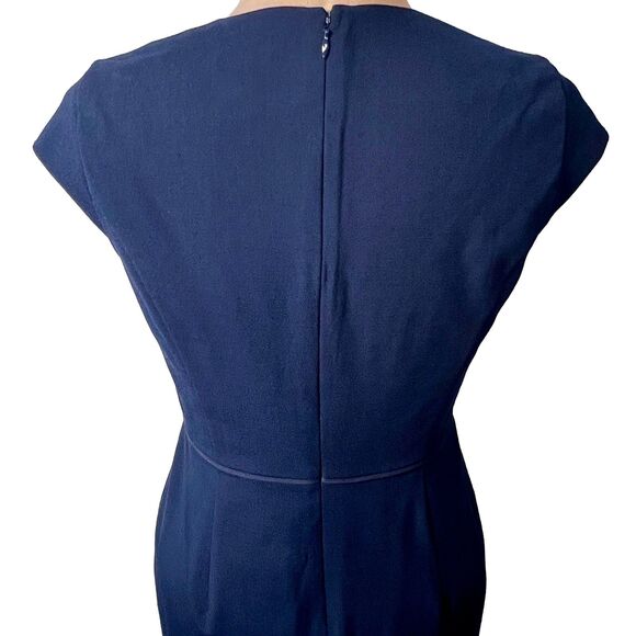 Ann Taylor's Navy Blue V-Neck Cap Sleeve Back Zip Sheath Dress - Picture 10 of 12